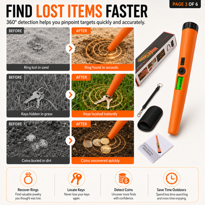 🔍 Handheld Waterproof Metal Detector Pinpointer - 360° Side Scan Gold Digger